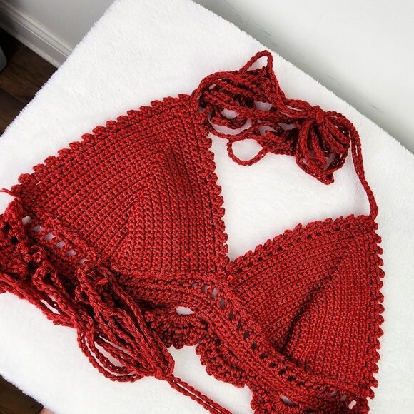 Red Crochet Crop Top - Picture 5 of 5
